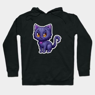 Funny Cute Black Cat Valentine Love Heart Hoodie